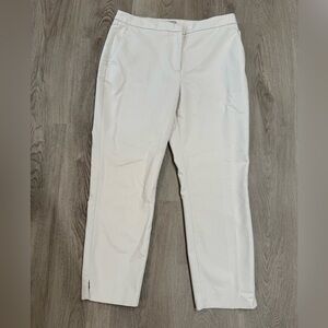 H&M Beige Straight Leg Work Pants with Ankle Slit – Size 10